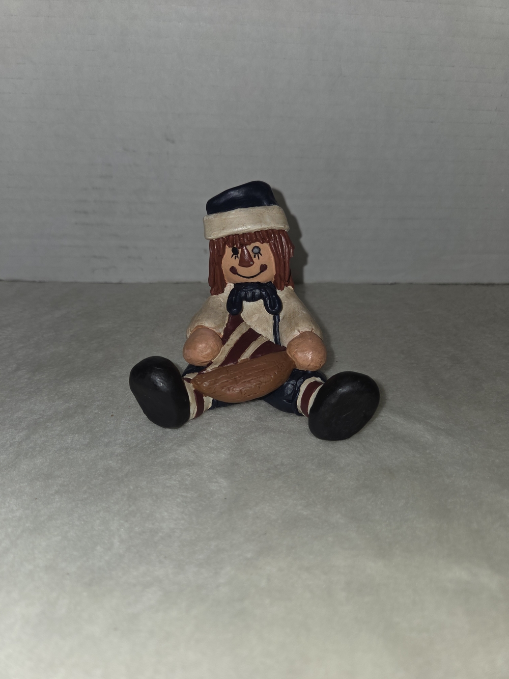 Vintage 1998 Blossom Bucket Andy Clay Figurine Sitting Fall Harvest Decor